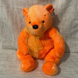2001 Ty Beanie BUDDY Plush TANGERINE Bear (terry cloth) ~ Brand New w/tag